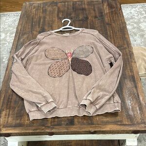 Easel Brown Butterfly Sweatshirt